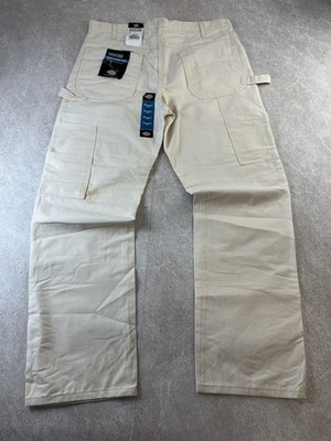 Dickies Doppelknie Utility Hose 36x32 Natur Creme Relaxed Fit Carpenter Neu mit Etikett