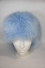 BRAND NEW BABY BLUE FOX FUR PILLBOX STYLE HAT WOMEN WOMAN SIZE ALL