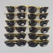 12 Pack Metallic Gold Sunglasses Bulk for Women Men Retro 90s Cheap Glasses...