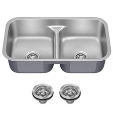Kraus KBU32 Premier 32  Undermount 50/50 Double Bowl - Stainless Steel
