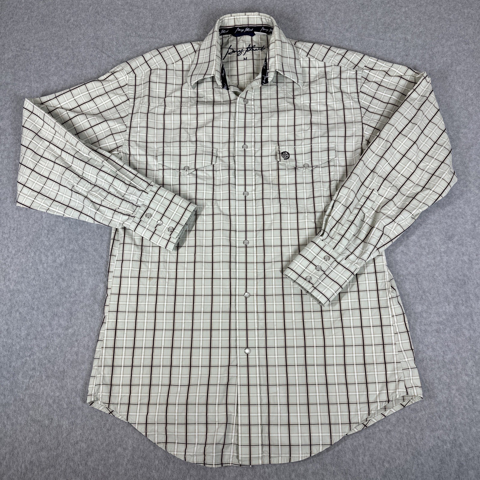 George Strait Pearl Snap Western Shirt Men's Size Medium Long Sleeve Pockets