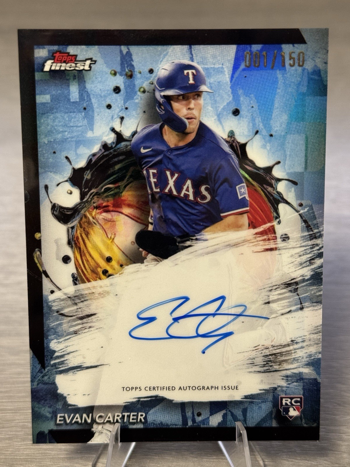 🔥EVAN CARTER 2024 Topps Finest Sky Blue Refractor Auto FTP  1/150 #EBAY 1/1!!🔥