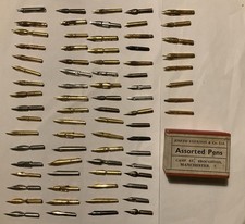 76 Vintage Assorted Dip Pen Nibs, Joseph Egerton Manchester original box VG 