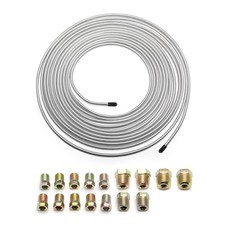 25 Ft 316 Zinc Plated Copper Brake Line Kit Inverted Fittings Silver