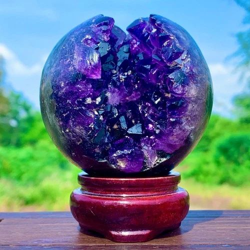 339G Natural Amethyst Opening Smile Cave Quartz Carving Crystal Healing