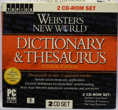 Software PC Websters New World Dictionary & Thesaurus Fourth Edition NEW Jewel