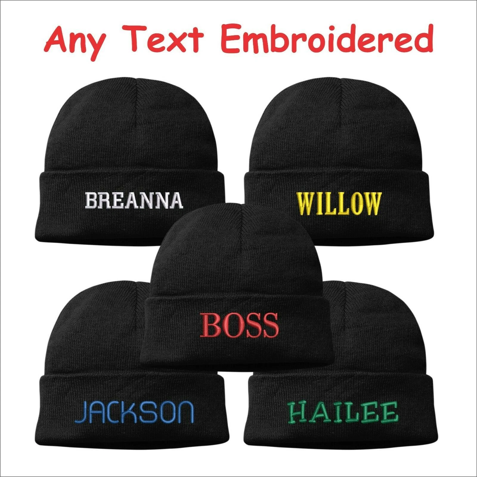 Custom Embroidered Personalised Wool Beanie Hat Headwear Workwear Unisex Beanie