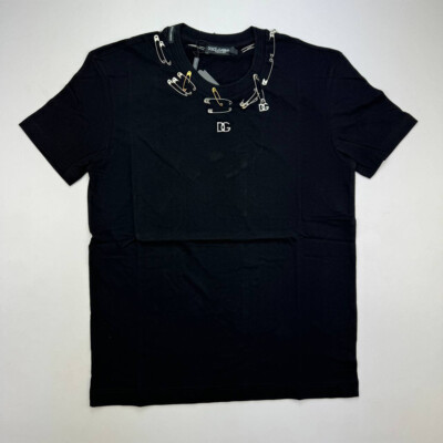 Dolce Gabbana Men Safety-Pin Embellished T-Shirt Short Sleeve