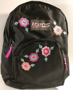 jansport backpack black with flowers