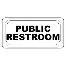 Public Restroom Black Retro Vintage Style Metal Sign - 8 In X 12 In With Holes