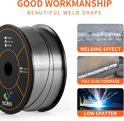 HITBOX 1KG Welding Wire 0.8mm 2lb Flux Cored Wire MIG Wire fr MAG Gasless Mig US