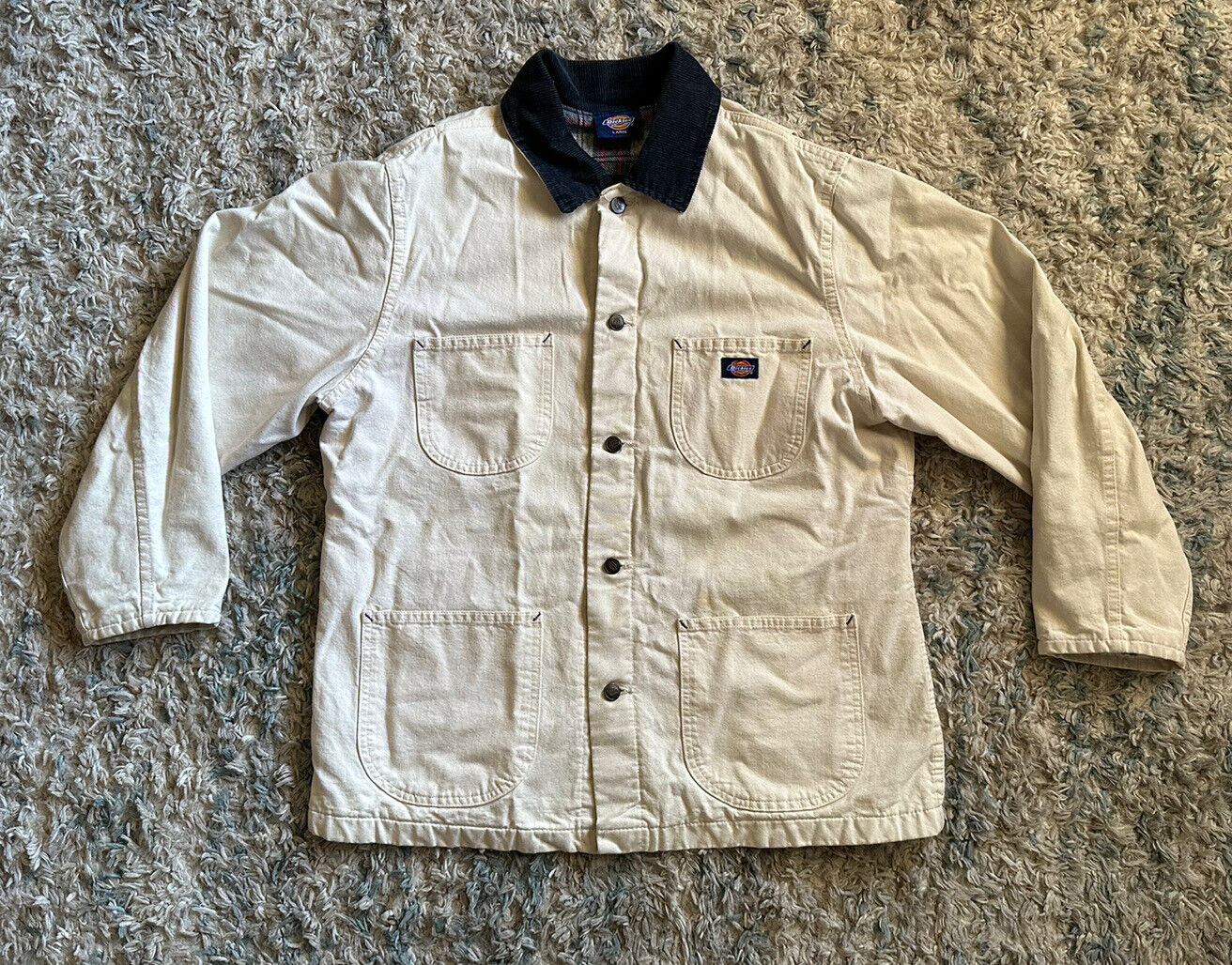 Vintage Dickies Painters Flannel Lined Chore Jacket Large Corduroy