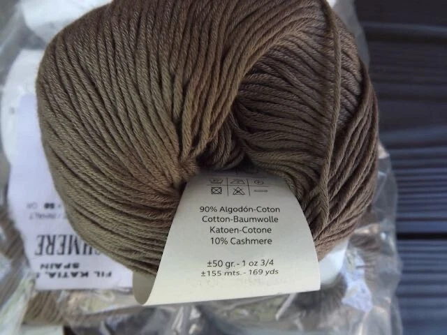 Хлопковая/кашемировая пряжа Katia, 8 шаров, 50 гр. 169 ярдов каждый, новый, серо-коричневый - Изображение 2 из 4