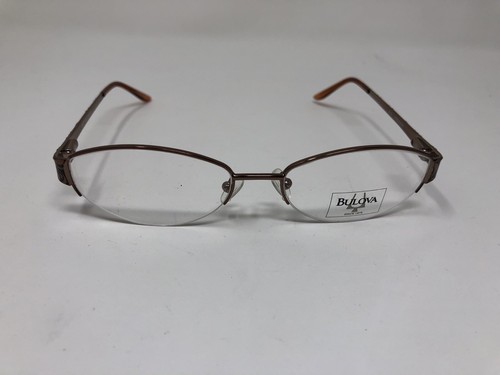 Bulova Eyeglasses Frame TARRAGONA BROWN METAL 53-17-135 Half Rimless SI91