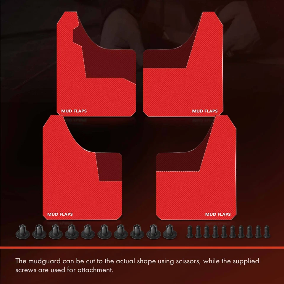 Protectores contra salpicaduras universales rojos 4 piezas para camioneta Chevy Dodge Ford Toyota sedán Foto 4 de 4