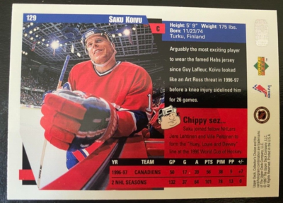 Saku Koivu 1997-98 UD Collector's Choice #129 Montreal Canadiens
