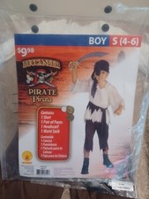 Boy's Buccaneer Pirate Halloween 4 Pc Costume Outfit Size S  4 - 6 