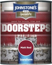 Johnstone's Paint to Block Stain Cover Damp White - Doorsteps Matt Red All Size