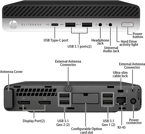 HP EliteDesk 800 G5 Micro Intel Core i5-9500T 16GB 256GB SSD WiFi Win 11 Pro - Afbeelding 3 van 3
