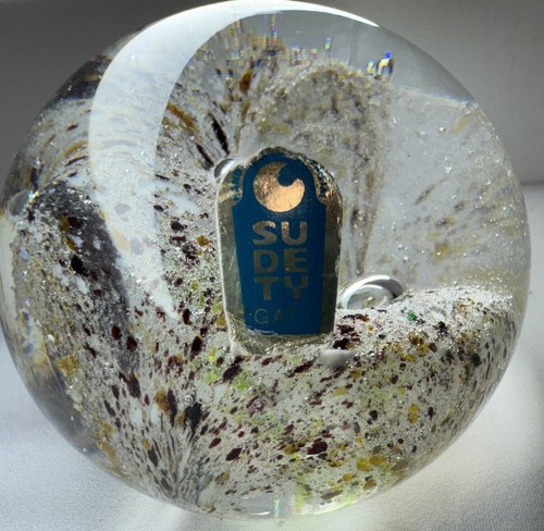 Antique Czech Bohemian Glass PaperWeight Purple Green Yellow Red - Picture 6 of 11