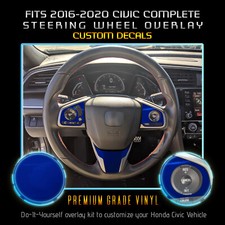 For 2016-2020 Honda Civic Steering Wheel Accent Overlay Trim Decals Glossy Vinyl