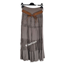 New Good Quality Italian Boho Long Maxi Summer Belted Skirt Lace Gypsy