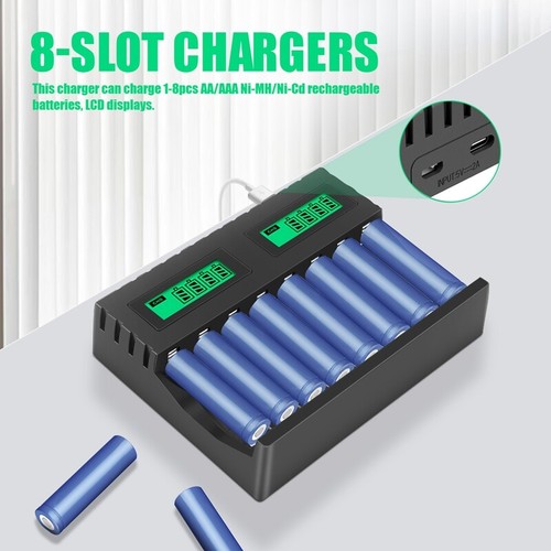 Battery LCD Display Intelligent 8-Slot Chargers for AA/AAA NiCd NiMh9023 - Picture 2 of 7