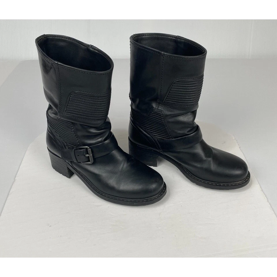 Zapato Coche Bota Mujer Zapatos, Cuero Negro Talla 8.5 Foto 2 de 4
