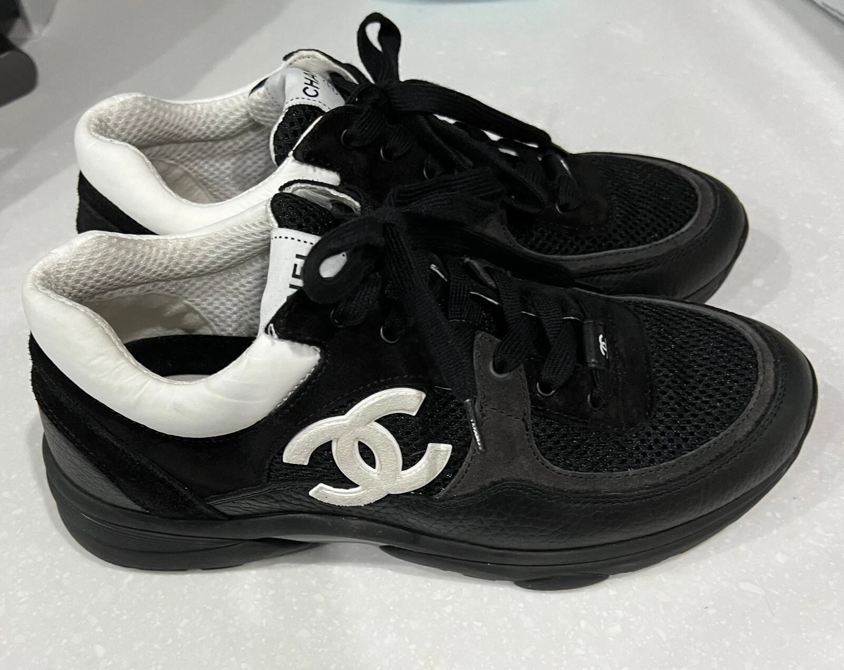 Reflective Black Chanel  Chanel sneakers, Sneakers fashion