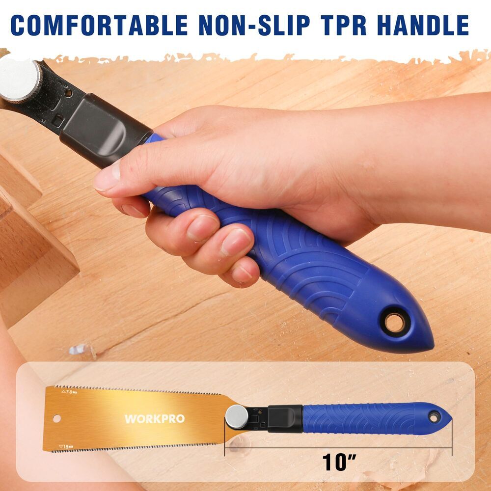 WORKPRO 8" Japanese Pull Saw Double-Edged Hand Saw 7-9&18 TPI SK5 Flexible Blade
