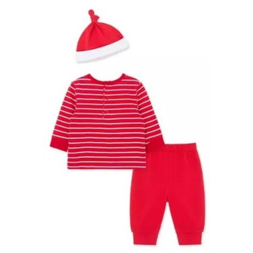 NEW Little Me Boys 9 Months "My First Christmas" Santa Joggers 3 Pc Set With Hat - Picture 3 of 14