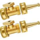 2× Brass Water Nozzle Garden Hose Shut off Valve Sprayer Connectors For 3/4 Inch