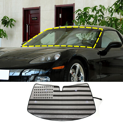 US Flag Windshield Sunshade Foldable Reflective Sun Visor Für Corvette C6 05-13