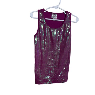 Disney D-Signed Tank Top Girl's Medium Purple Sequin Sleeveless