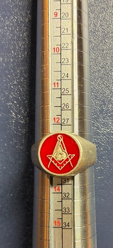 Vintage Masonic Signet Ring Sterling 925 Silver Enameled Details Used US 12.5 - Picture 2 of 10