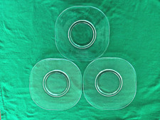 Clear Glass Square Dinner Plates w/Round Edges-9.25"-set of 3