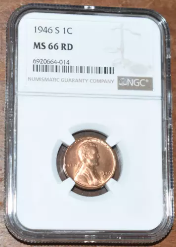USA 1946S Lincoln Wheat Cent NGC MS66 RD  Classic Uncirculated Vintage U.S. Coin