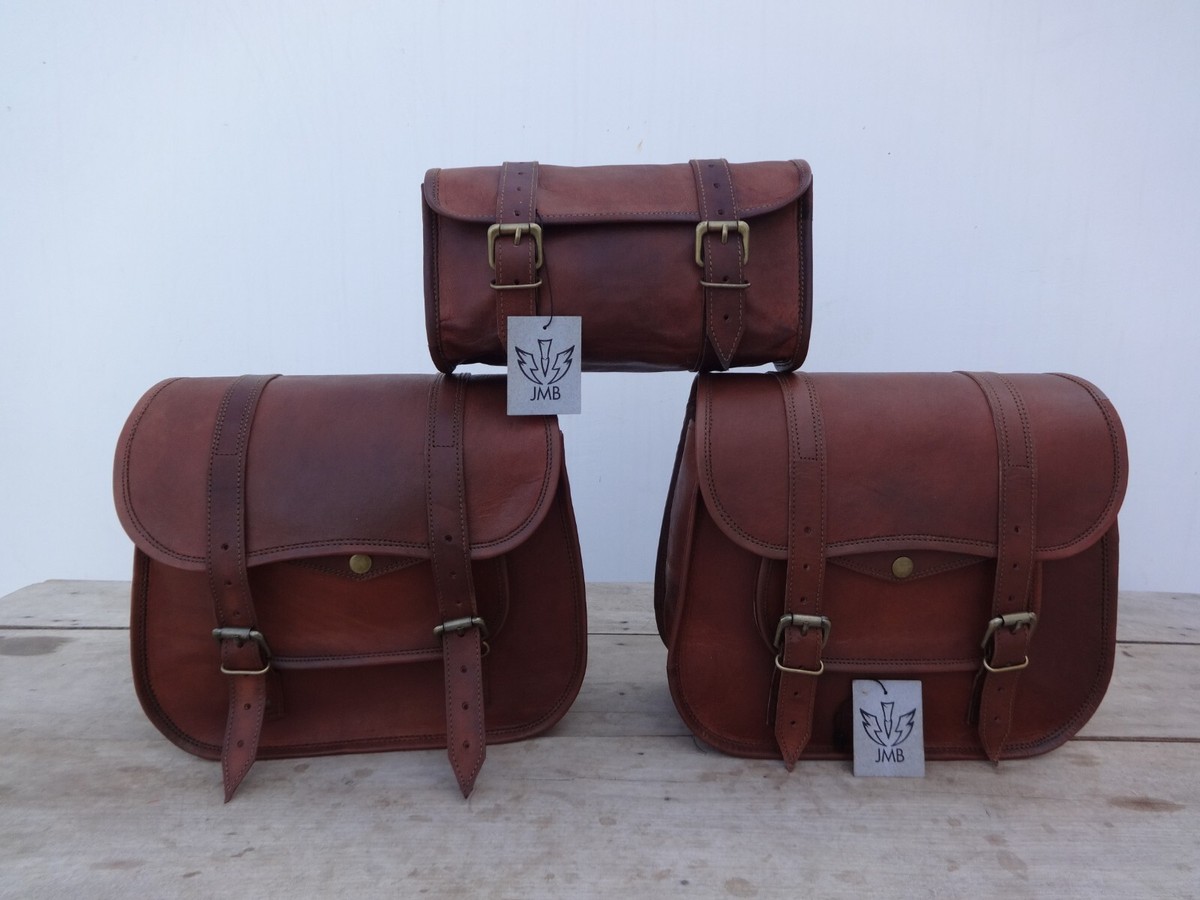 Sacoches De Selle Moto En Cuir De Chèvre, Faites Main Pour Sportster, 5L, Marron
