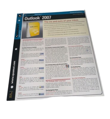 Quamut Outlook 2007 Reference Fold Out Guide Tech Computers IT