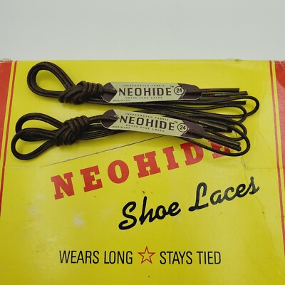 2 PAIR Brown 24 Inch WAXED DRESS SHOE  LACE STRING Neohide  USA 24'' NOS Light
