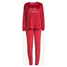 Joyspun Women's Velour Pajama Sleep Set with Eye Mask-Red Vibes-XL 16/18 -NWT