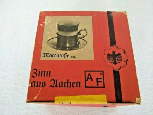 Vintage KPM 3rd Reich Set of (5)3 Pc Coffee Porcelain Cup Pewter Holder & Saucer - Picture 5 of 9