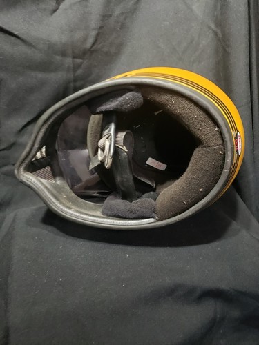 Vintage Yellow Bell Moto 3 III Motorcycle Helmet size 7.5 with visor - Picture 5 of 12
