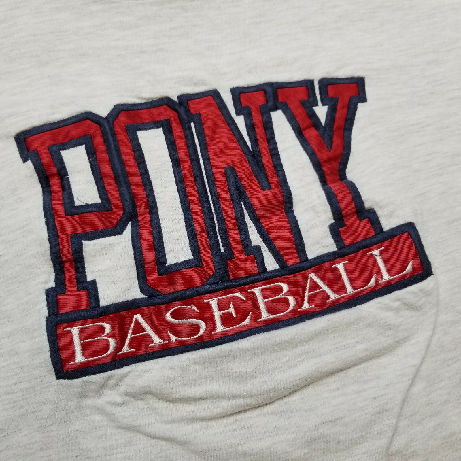 T shirt baseball vintage pony uomo XL 2XL crable abbigliamento sportivo grigio USA anni 90 B44