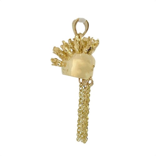 Hawaiian Jewelry Small Solid 14K Yellow Gold Ikaika Warrior Helmet from Hawaii - Picture 2 of 5
