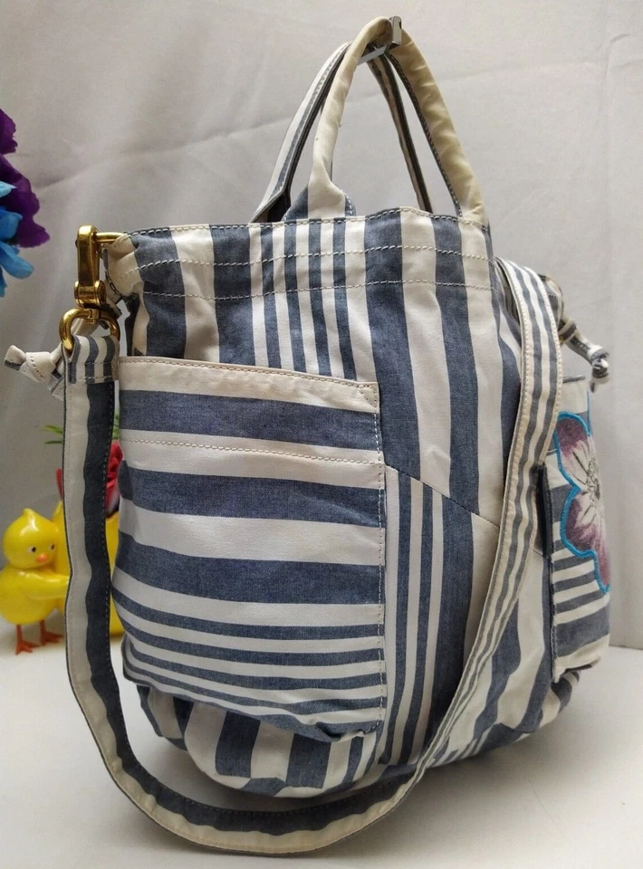 Bolso Bandolera Cartera Marc By Marc Jacobs Azul Oscuro y Blanco Tiras Algodón Foto 4 de 4