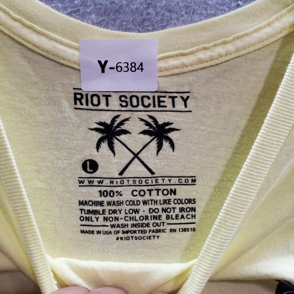 Camiseta Riot Society Hombre Grande Oso Amarillo Gráfico Solo Copa Calce Ajustado Foto 3 de 4