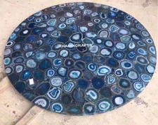 24" Gemstone Round LED Table Coffee console Table Top Hallway Home Decor
