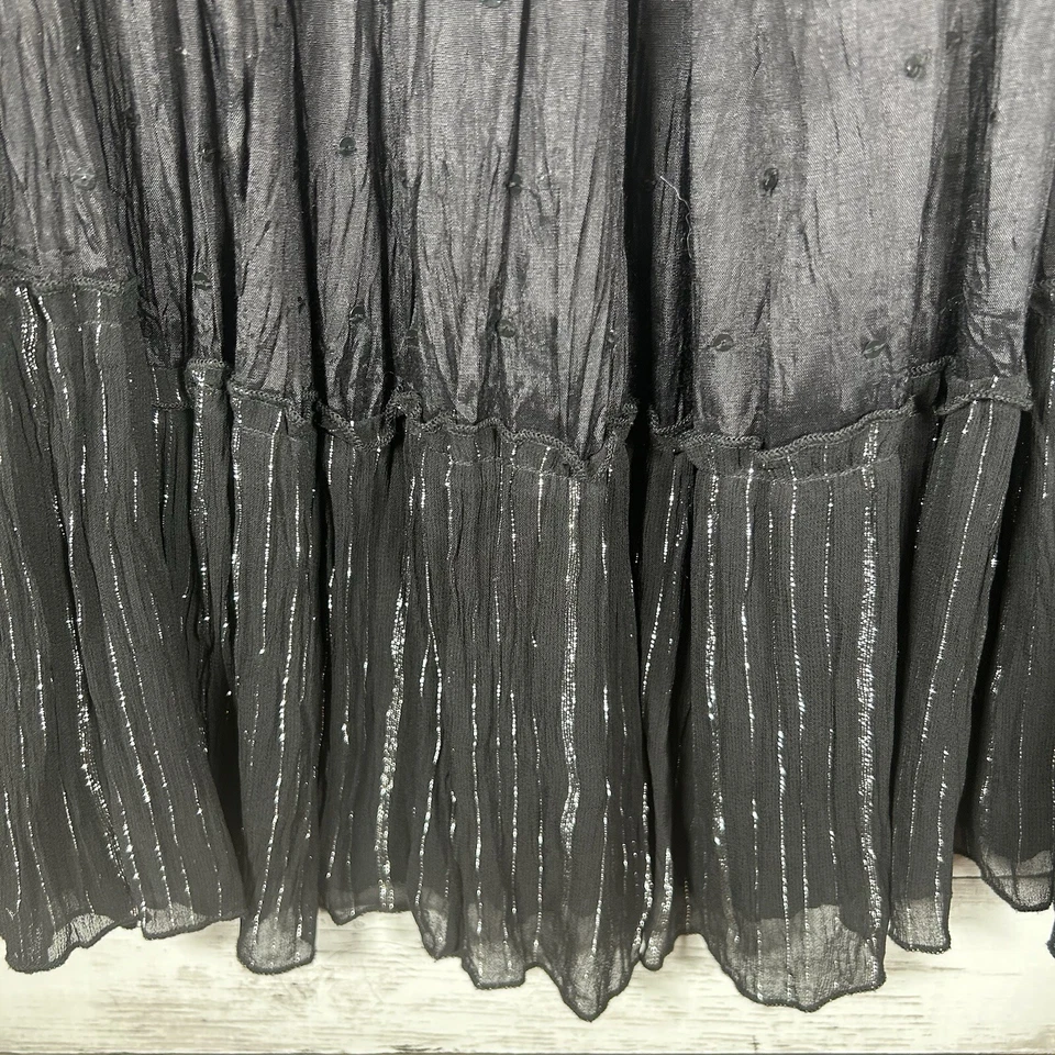 Maxi Falda Chico’s Folk Joni Terciopelo Brillante Gótica En Niveles Boho Negra 2/L 12-14 Foto 4 de 4