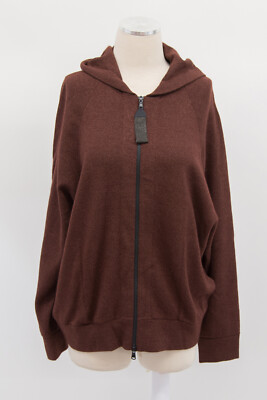 NWT$4395 Brunello Cucinelli Cashmere-Silk Shiny Lurex Hoodie W/Beaded Zip M A191